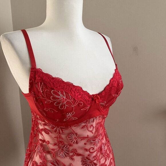 Vintage Y2K Babydoll Lace Sheer Top Bra 36C L Mesh Coquette Whimsigoth - Picture 10 of 11